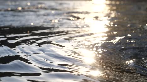 beautiful sunset lights reflecting on a river in slow motion. location france