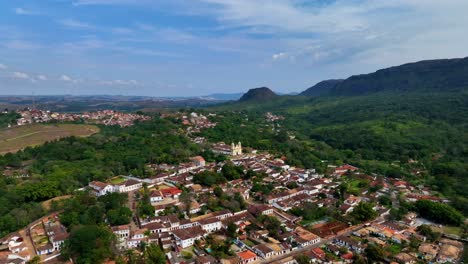 aerial view of tiradentes, a charming historical town nestled in the mountains of minas gerais, brazil