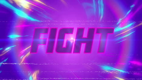 animación pantalla de videojuegos vintage con la lucha de palabras escrita