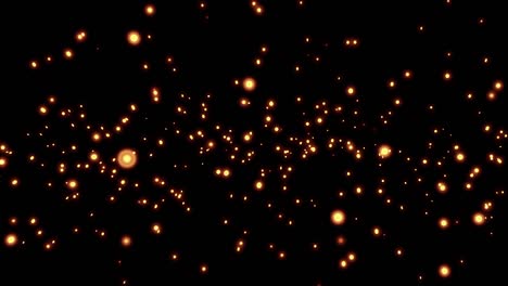 fondo de partículas abstractas con animación de partículas de brillo naranja en movimiento. bucle sin costuras, fondo negro ondas animadas 3d se pueden usar como fondo o superposición.