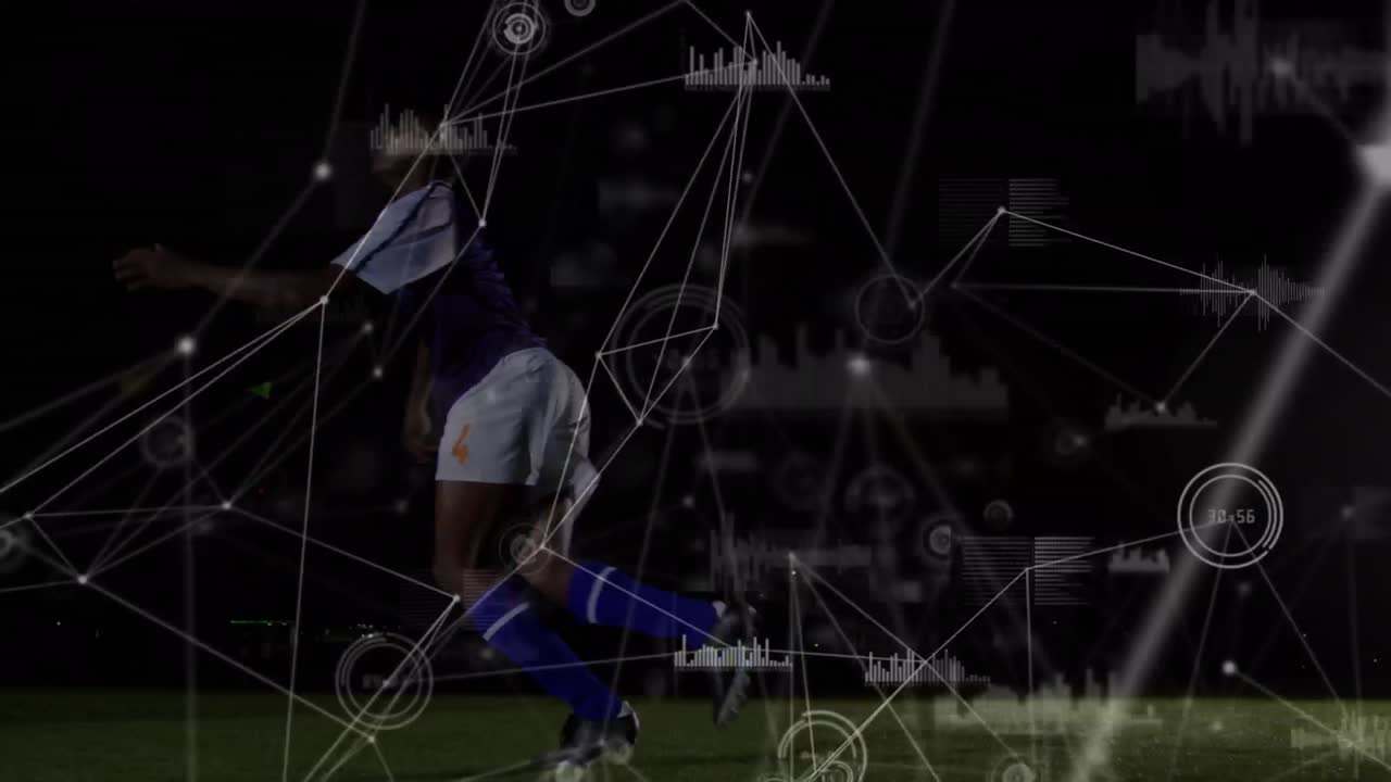 아프리카계 미국인 축구 선수에 대한 데이터 처리 연결 네트워크의 애니메이션.