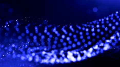 4k 3d render of glow particles as abstract seamless dynamic background with depth of field and bokeh. science fiction or microcosm, space or digital abstract space. 3d loop animation. blue dots 1