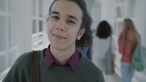 teenager in a school hallway