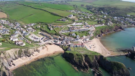 hope cove pequeño pueblo costero devon reino unido alto aumento drone vista aérea