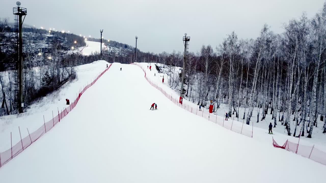 눈 인 스키 리조트 공중 풍경