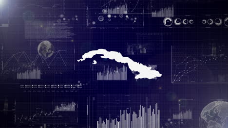 Cuba-Country-Corporate-Background-With-Abstract-Elements-Of-Data-analysis-charts-I-Showcasing-Data-analysis-technological-Video-with-globe,Growth,Graphs,Statistic-Data-of-Cuba-Country