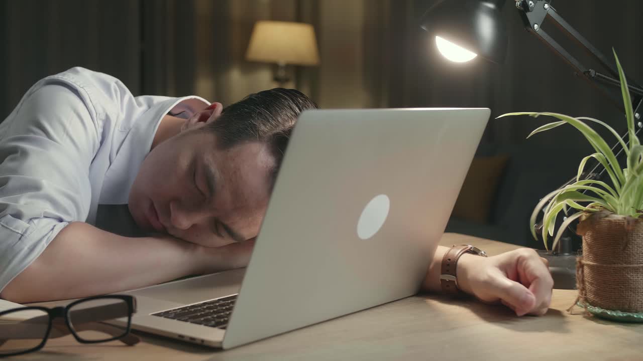 Sleepy Employee at Night