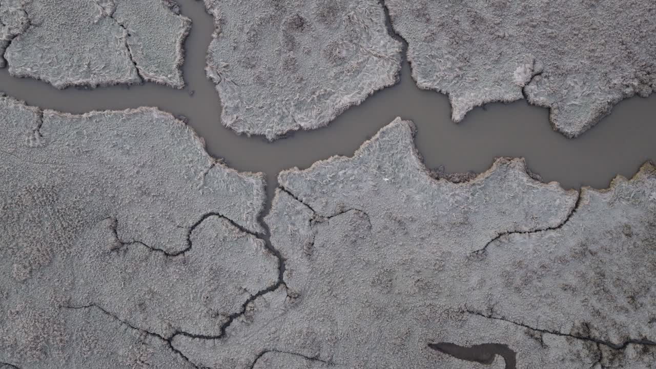 Salt Marsh Birds Eye View Frost Overhead Nature Environment Norfolk UK