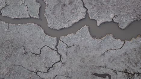 salt marsh birds eye view frost overhead nature environment norfolk uk