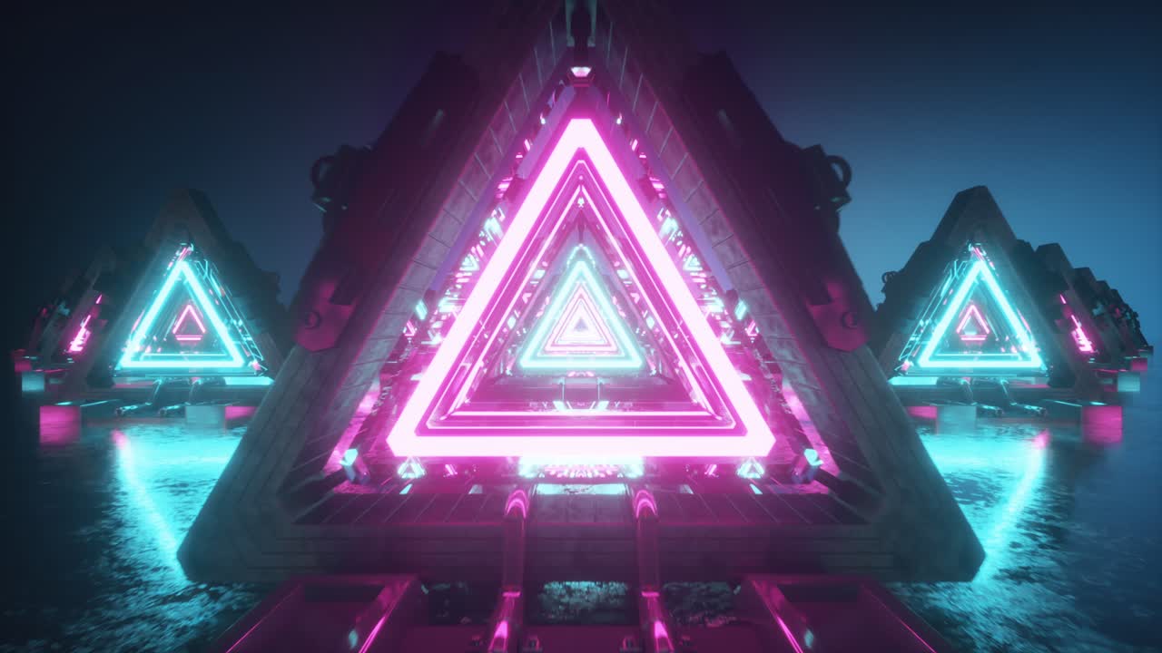 túnel de triángulo de neón