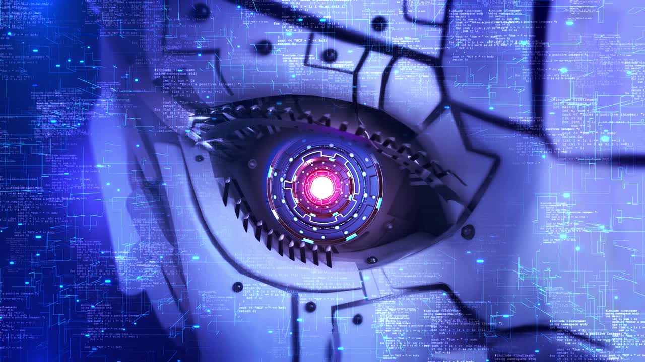 Eye with digital interface innovative futuristic high technology display application reality