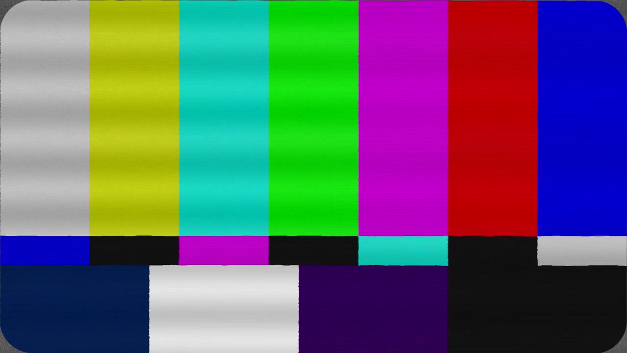 Television SMPTE Color Bars Test Pattern with Glitch Effect