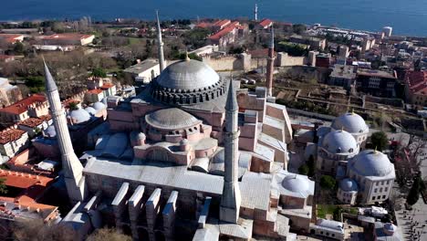 hagia sophia and blue mosque in istanbul, turkey drone footage ready video hagia sophia-istanbul, europe, famous place, golden horn-istanbul, international landmark