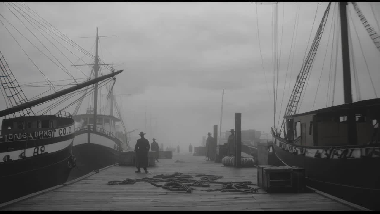 Foggy Harbor Scene