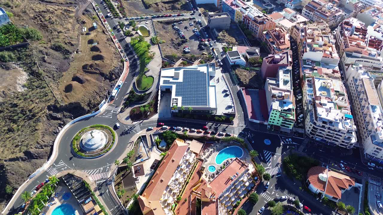 테네리페의 호텔 리조트 도시, 카나리아 제도, 드론, 스페인