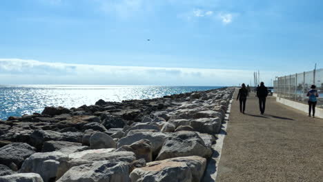 4k shot of a walkway at puerto banus bay in marbella, spain