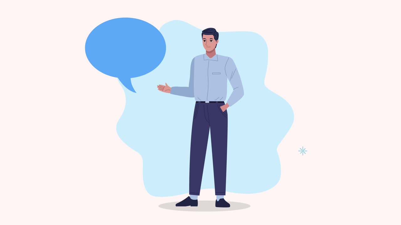elegant businessman worker speaking animation