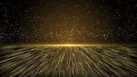 abstract creative golden rays striped pattern loop shiny texture particles falling down awards stage