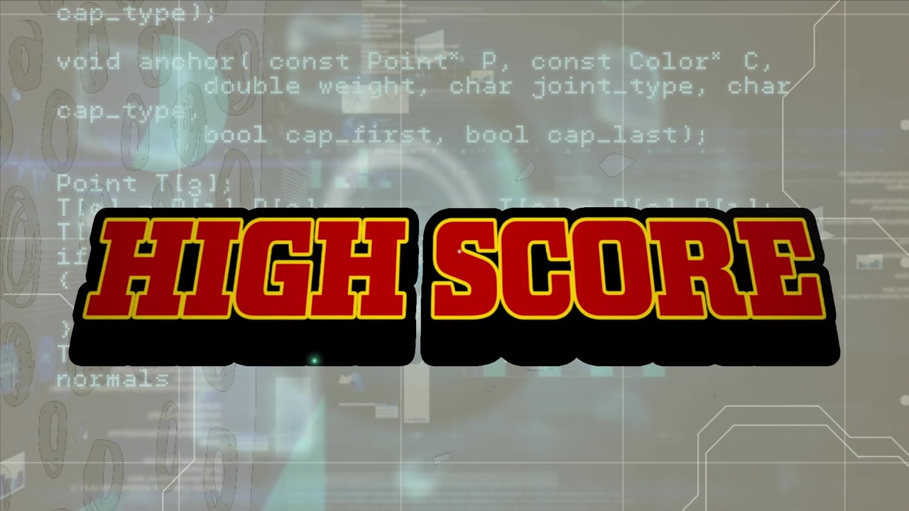 Animation of high score over grey background with data processing