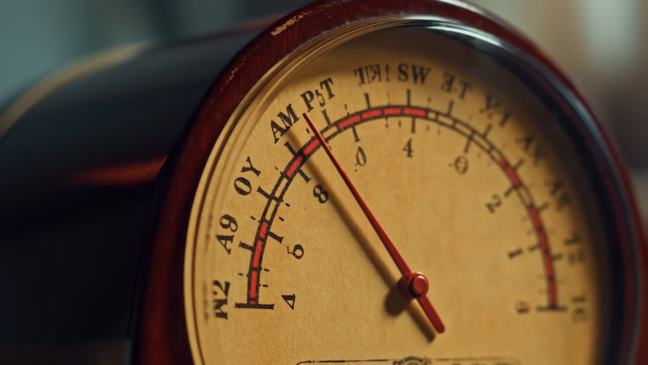 Vintage Radio Dial Close-up with AM PST Marking