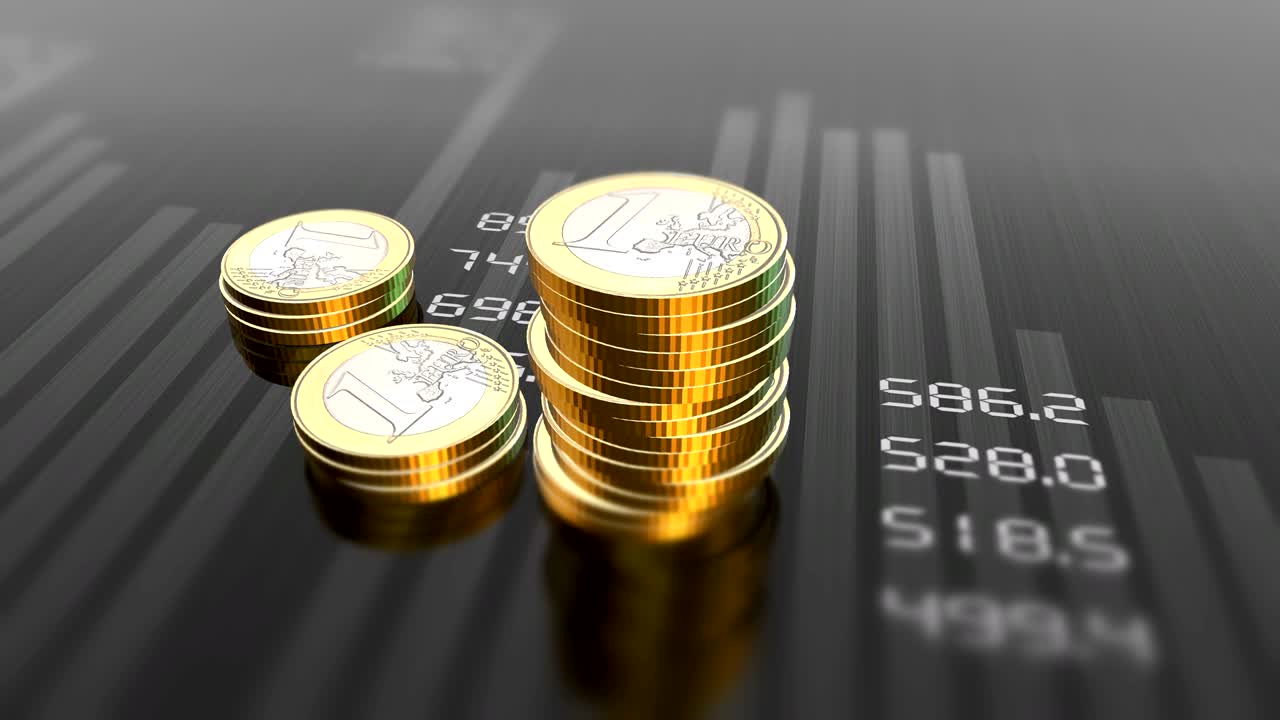 Shiny euro coins animated background