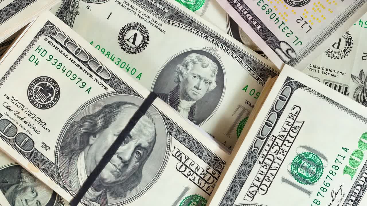 Close-Up of dollars money rotate