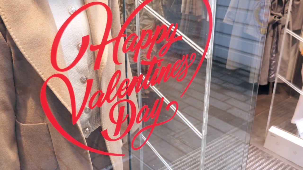Happy Valentine's Day Sign in Store Window