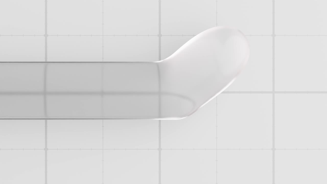 Clear Viscous Liquid Drop Dispensing on White Grid Background