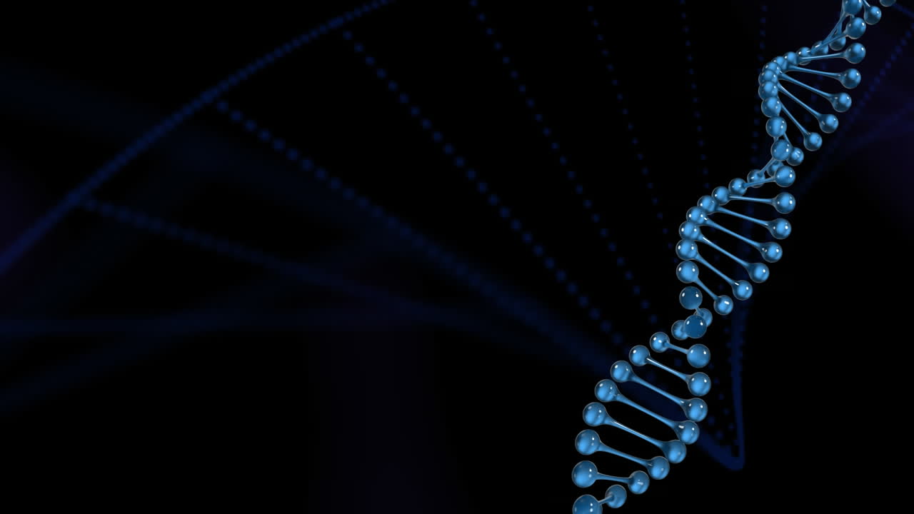 estructura del adn girando contra un fondo azul