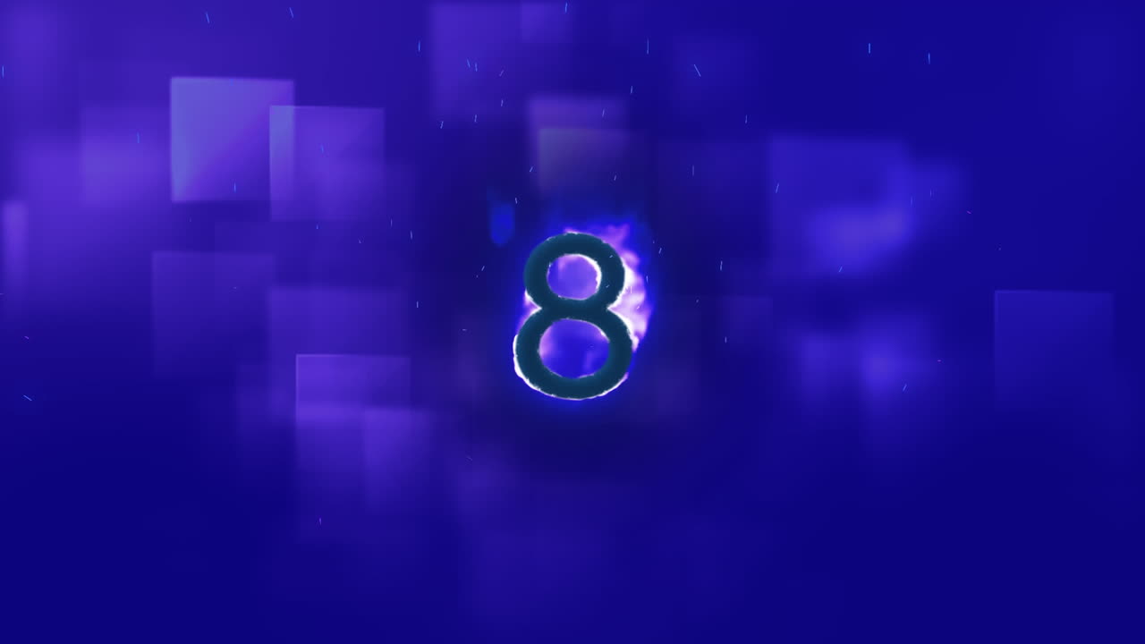 ocho en llamas sobre un fondo azul