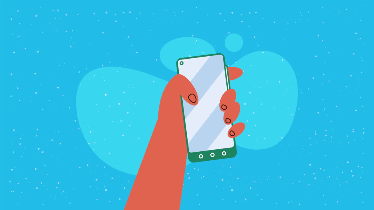 animazione del dispositivo smartphone che solleva la mano