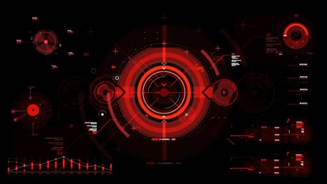 interfaz de visualización de la cabeza del círculo hud elemento puntero objetivo para el concepto de tecnología cibernética futurista con procesado oscuro y de grano