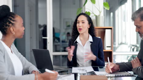 Business-people,-meeting-and-woman