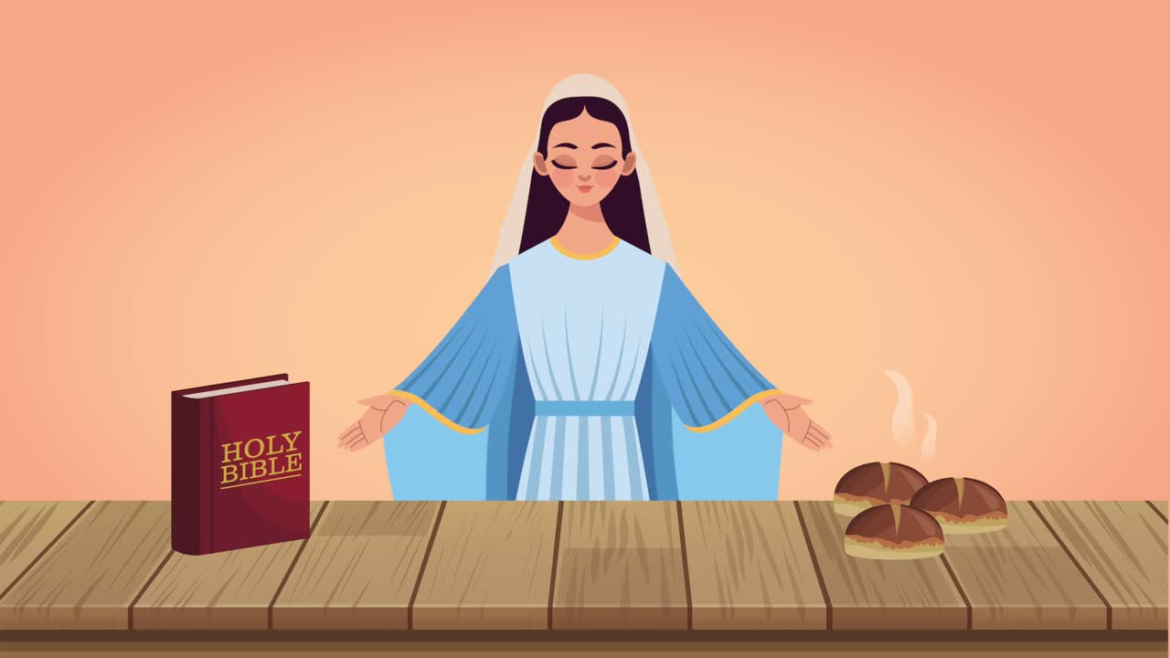 la virgen maría con el vestido azul