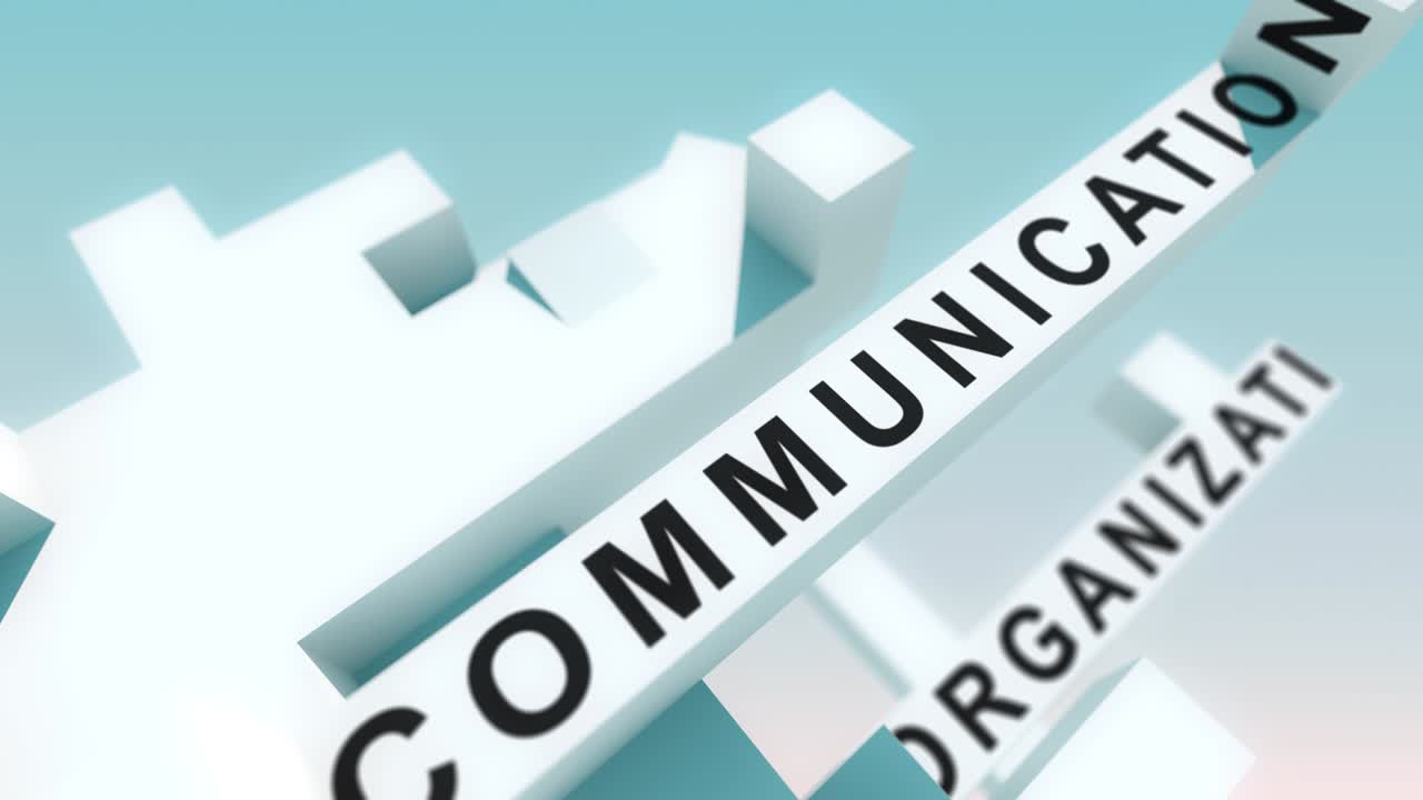 큐브로 애니메이션 된 액션 마케팅 단어