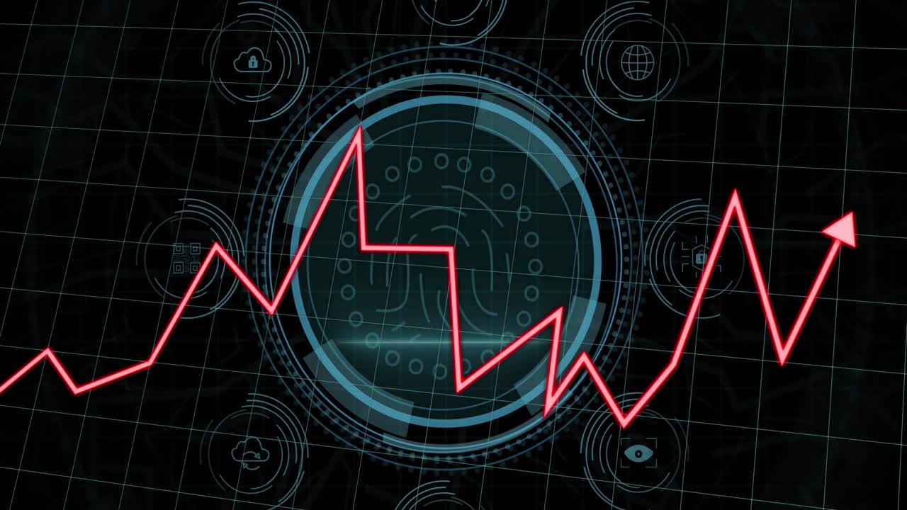 그래프의 애니메이션, 데이터 보호 및 검은 바탕에 지문