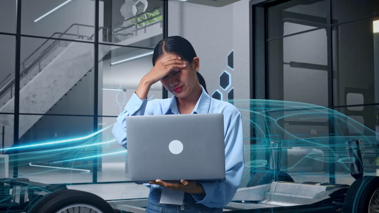 Woman Stressed Over Car Design Project