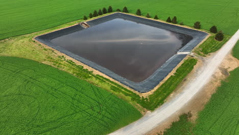 water in retention basin at farm