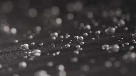 micro video of close up of water drops with copy space on grey background