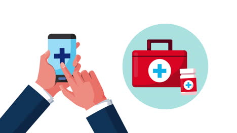 online health technology with smartphone animation