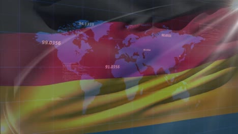 Animación-De-Números-Y-Procesamiento-De-Datos-Financieros-Sobre-La-Bandera-De-Alemania.