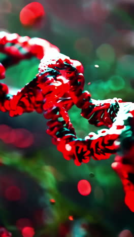 a colorful, abstract image of a spiral with red dots scattered all over it. the red and green colors create a dynamic and energetic mood, while the dots add a sense of movement and chaos to the scene