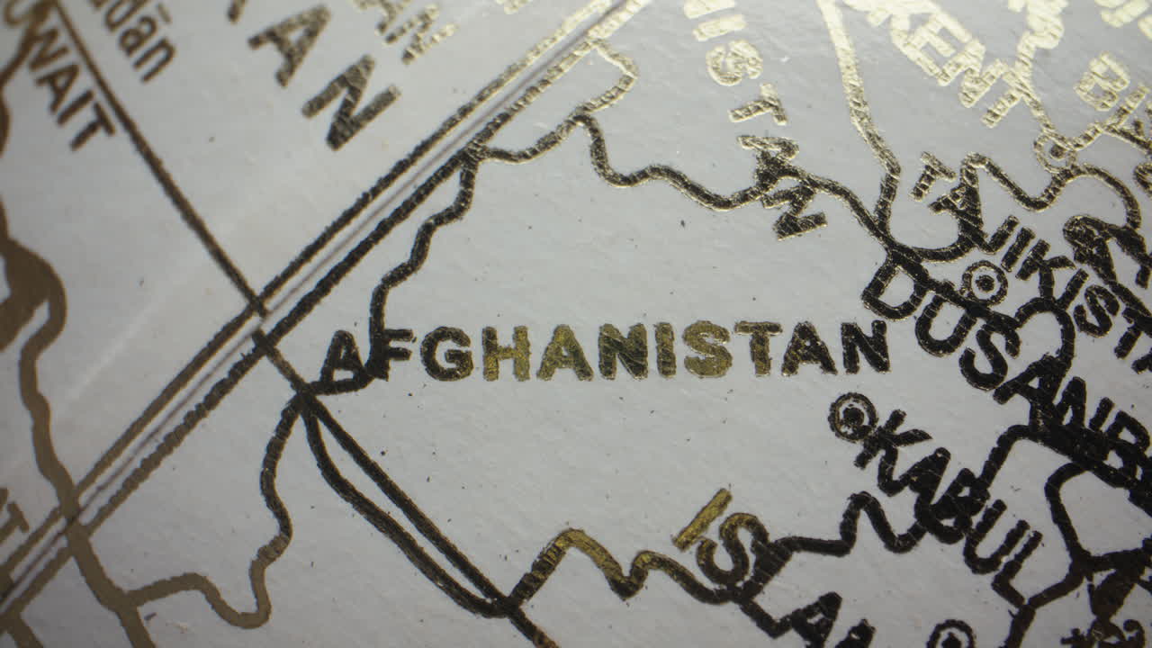 Close-up of Afghanistan on a Globe