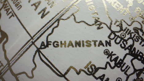 close-up of afghanistan on a globe