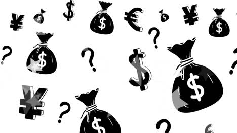 animación de los símbolos monetarios sobre un fondo blanco