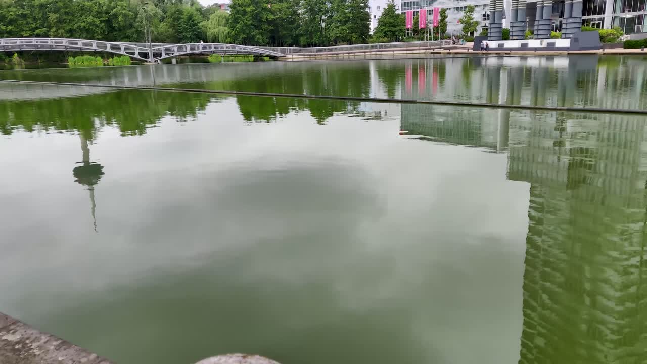 Footage of the Mediapark in Cologne, Germany.