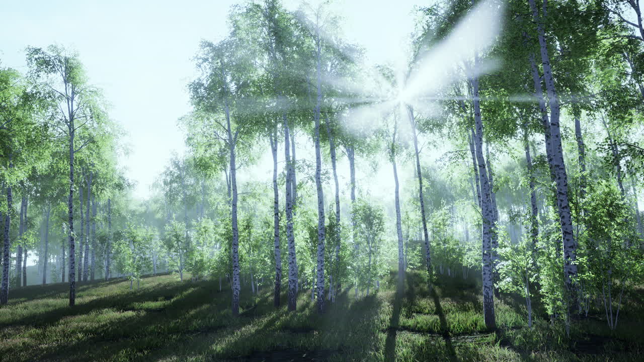 white birch grove in spring