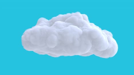 White cloud isolated on blue background. Realistic 3d art element in modern stop motion style. Minimal abstract graphic design. Fashion loop cartoon animation.