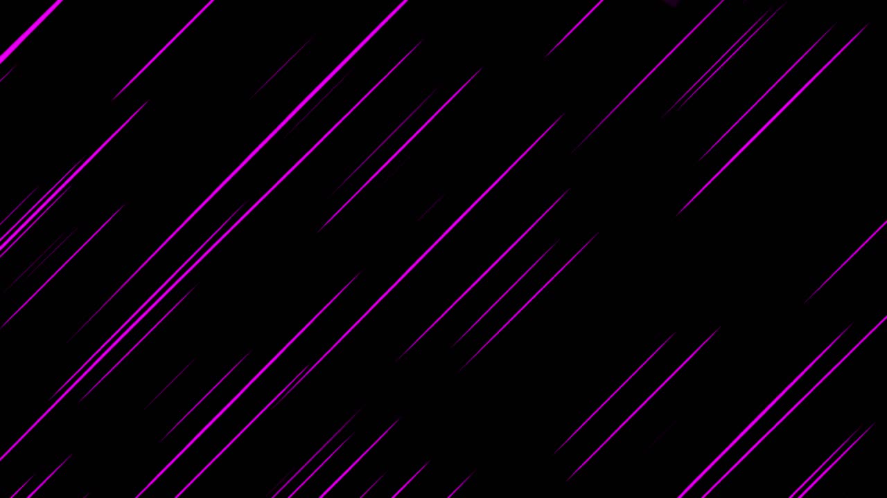 Linee di velocità animate diagonali, magenta e in stile anime che si muovono velocemente sullo schermo, una perfetta sovrapposizione grafica per progetti d'azione, manga o ad alta energia.