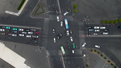 upside-down view of intersection traffic in ho chi minh, saigon, vietnam, asia